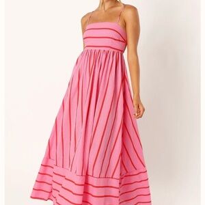 Petal & Pup Pink and Red Striped Maxi Dress